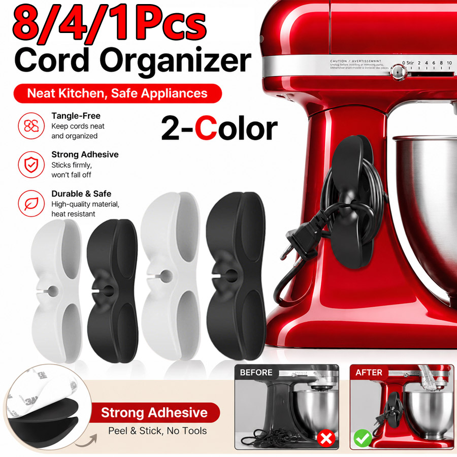 Kitchen Appliances Storage - 1/4/8PCS Upgraded Self-adhesive Appliance Cord Storage