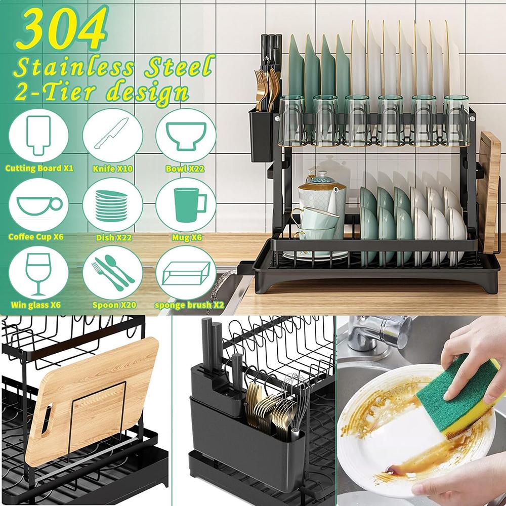 2 Tier Dish Drying Rack For Ki - Kitchen Appliances Storage review and price
